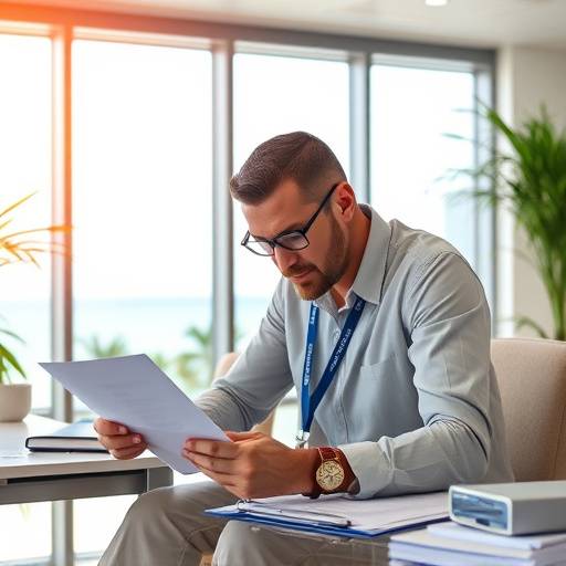A travel consultant reviewing permit applications for an exotic destination.
